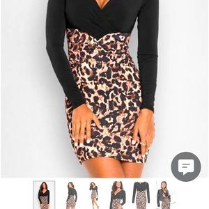 Sophisticated black and Leopard Dress size Large